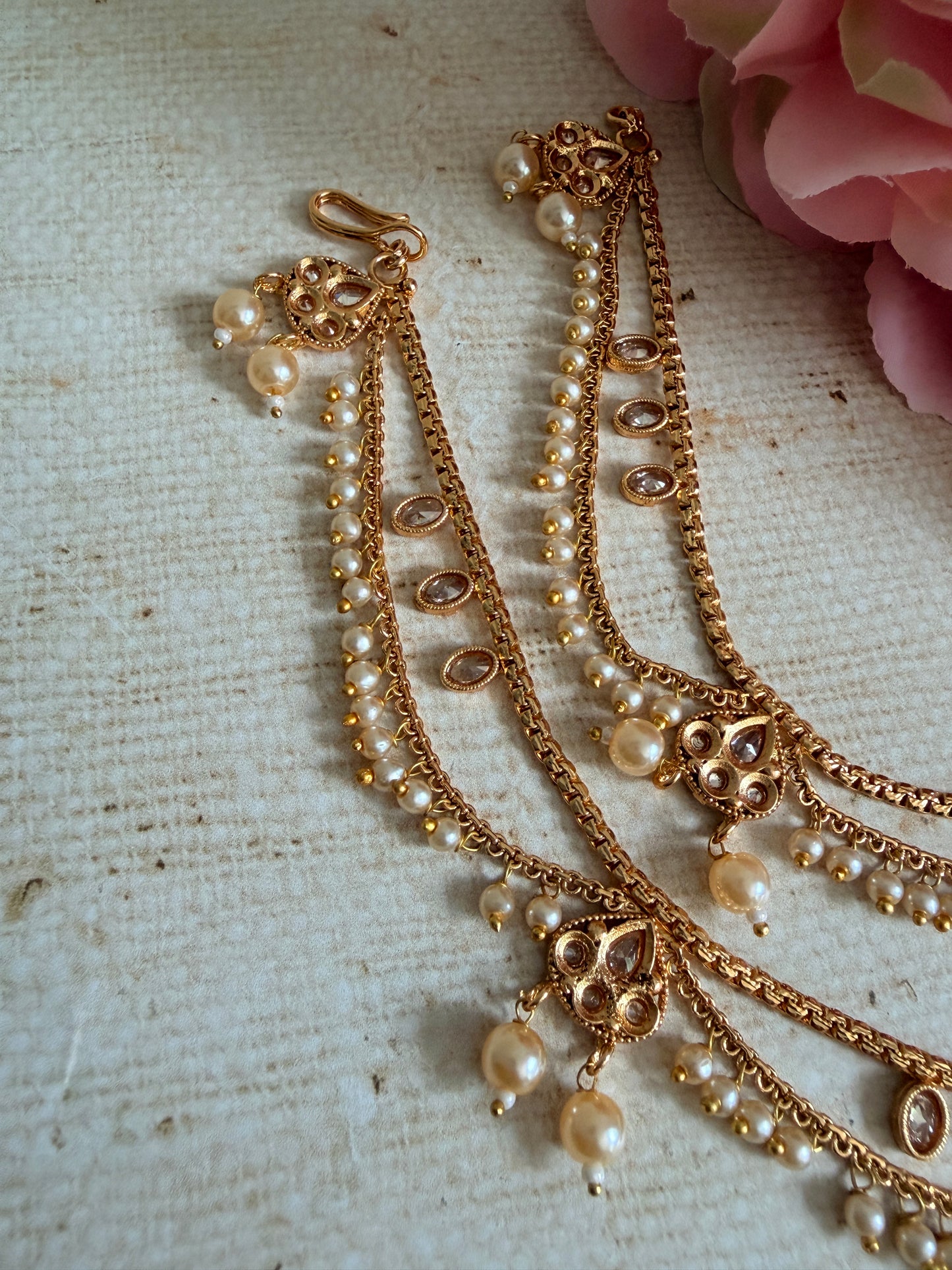 Gold Plated Pearl Ear Chains/Kaan Chain (ST1181)