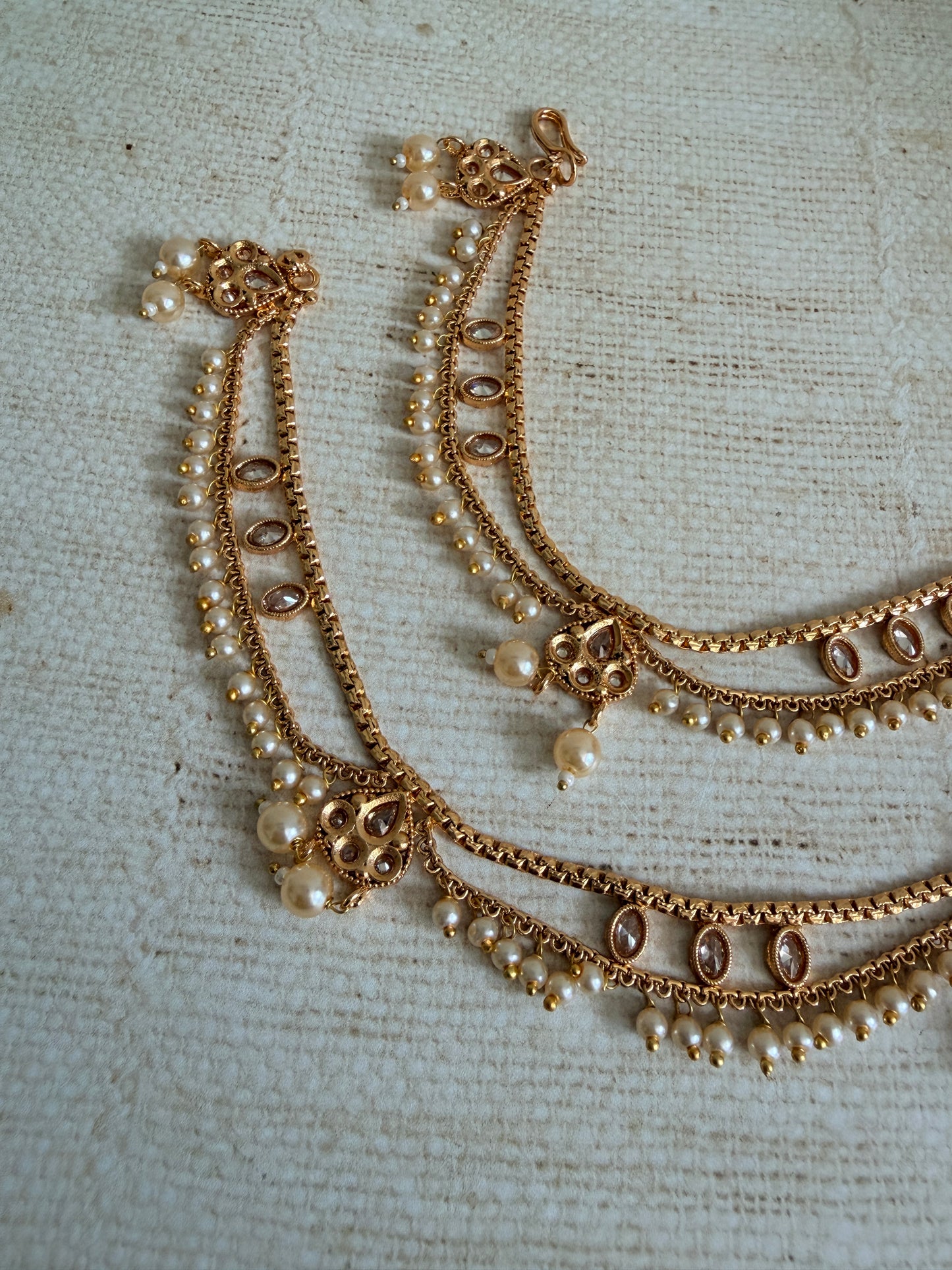 Gold Plated Pearl Ear Chains/Kaan Chain (ST1181)
