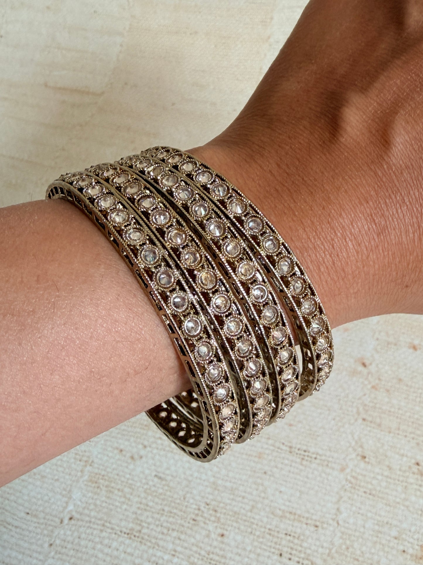 Antique Gold Kundan Bangles 2.8 (ST1182)