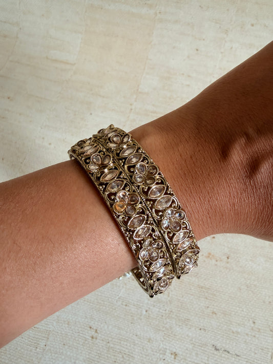 Antique Gold Kundan Jhumka Bangles 2.8 (ST1184)