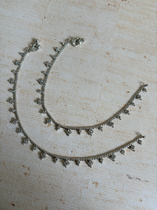 Silver Adjustable Anklets/Payal (ST1189)