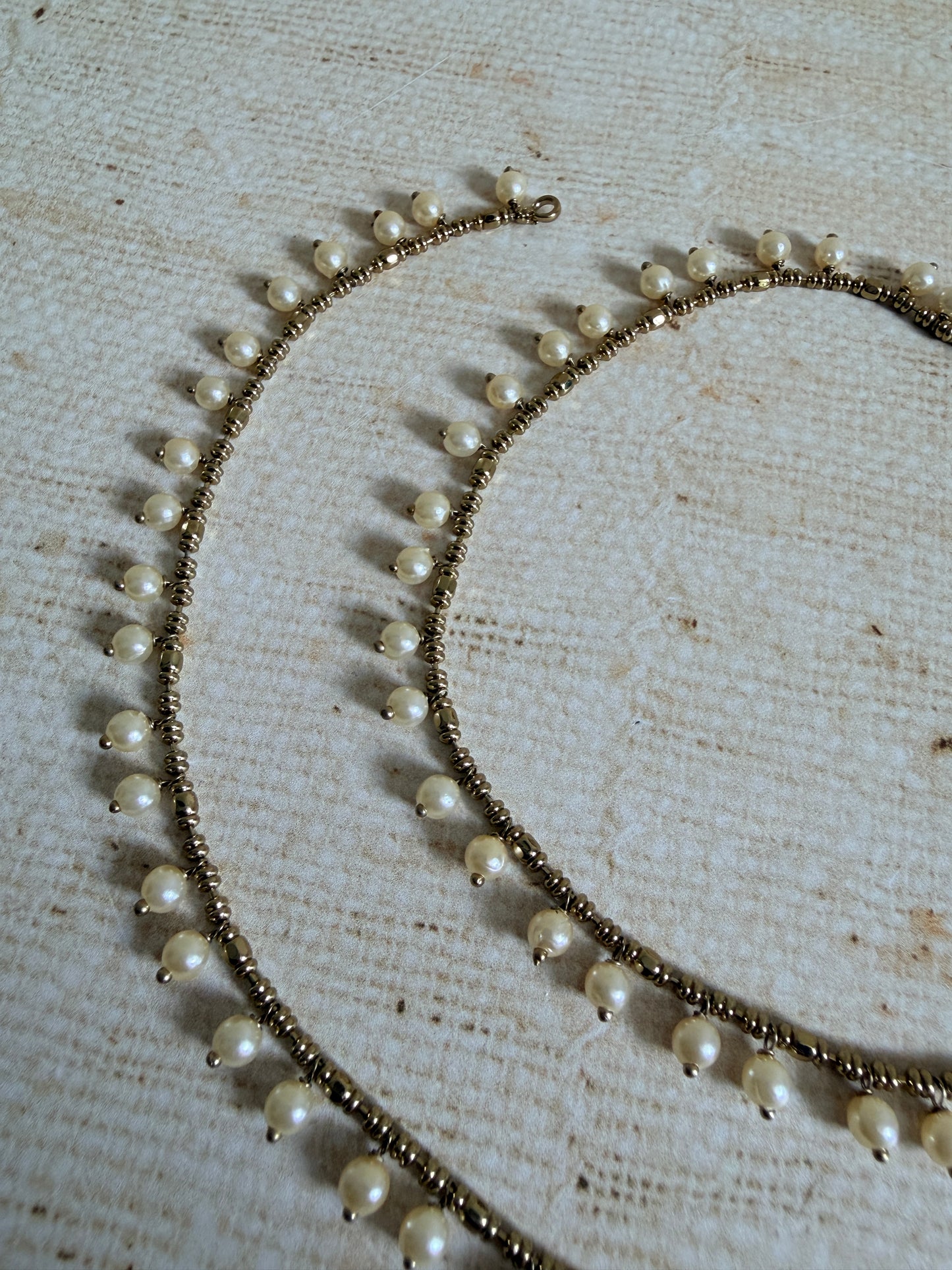 Antique Gold Adjustable Pearl Anklets/Payal (ST1192)