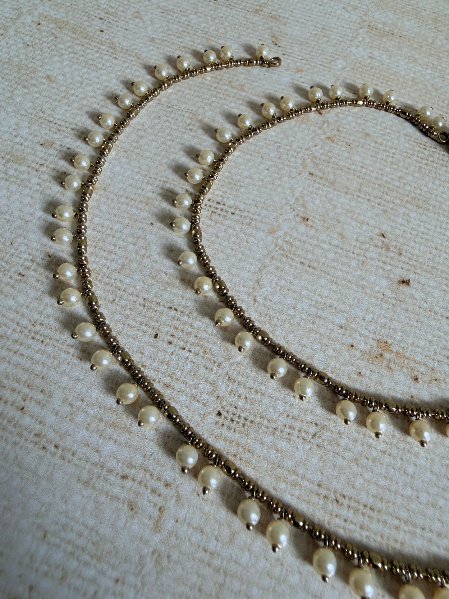 Antique Gold Adjustable Pearl Anklets/Payal (ST1192)