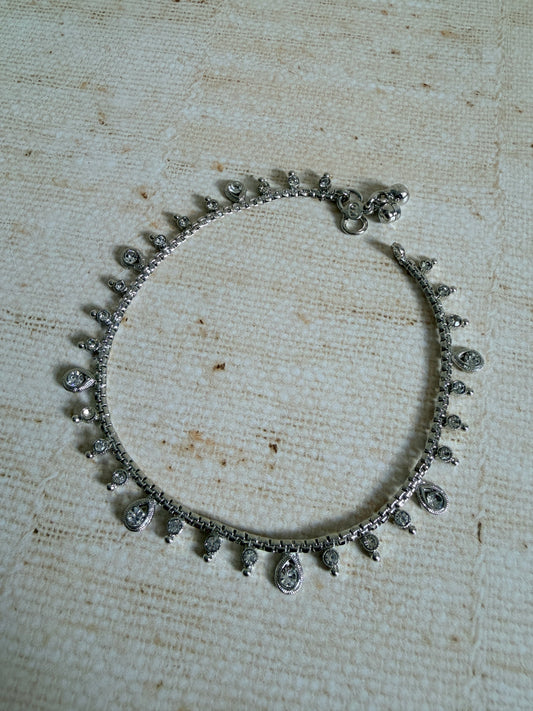 Silver Adjustable Anklets/Payal (ST1193)