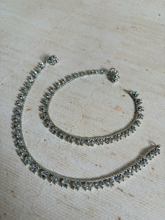 Silver Adjustable Anklets/Payal (ST1194)