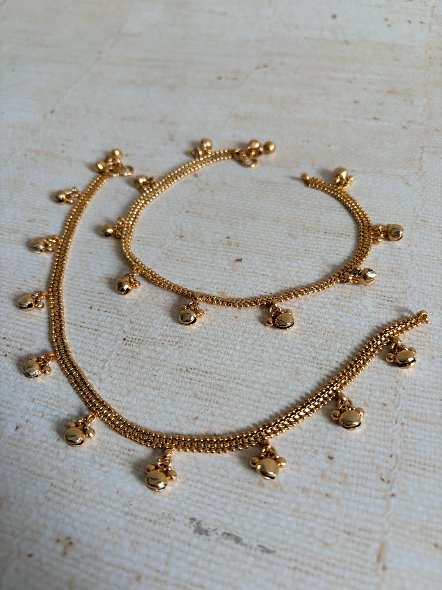 Gold Adjustable Ghungaroo Anklets/Payal (ST1198)