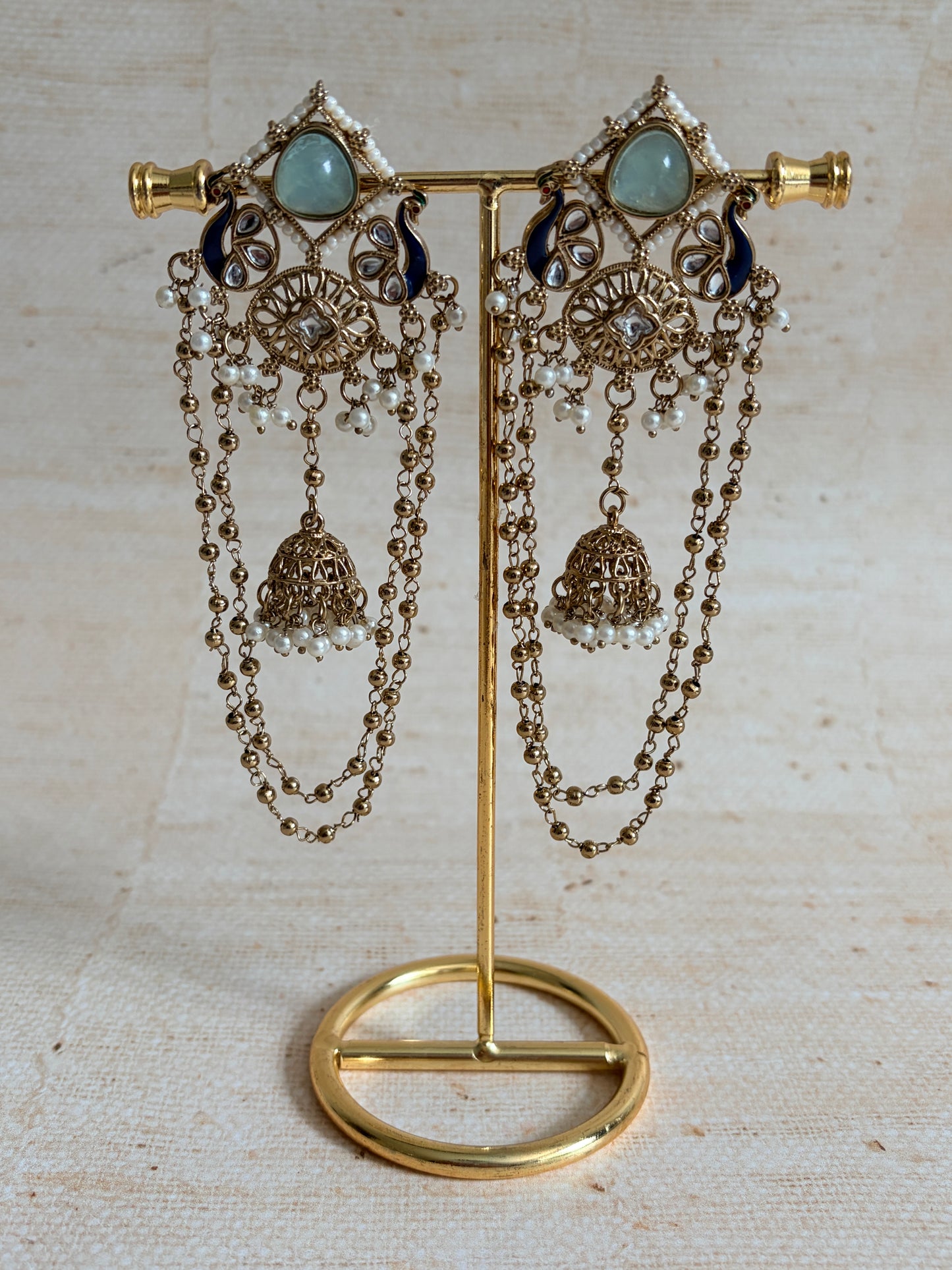 Blue Peacock Indian Earrings (ST1196)