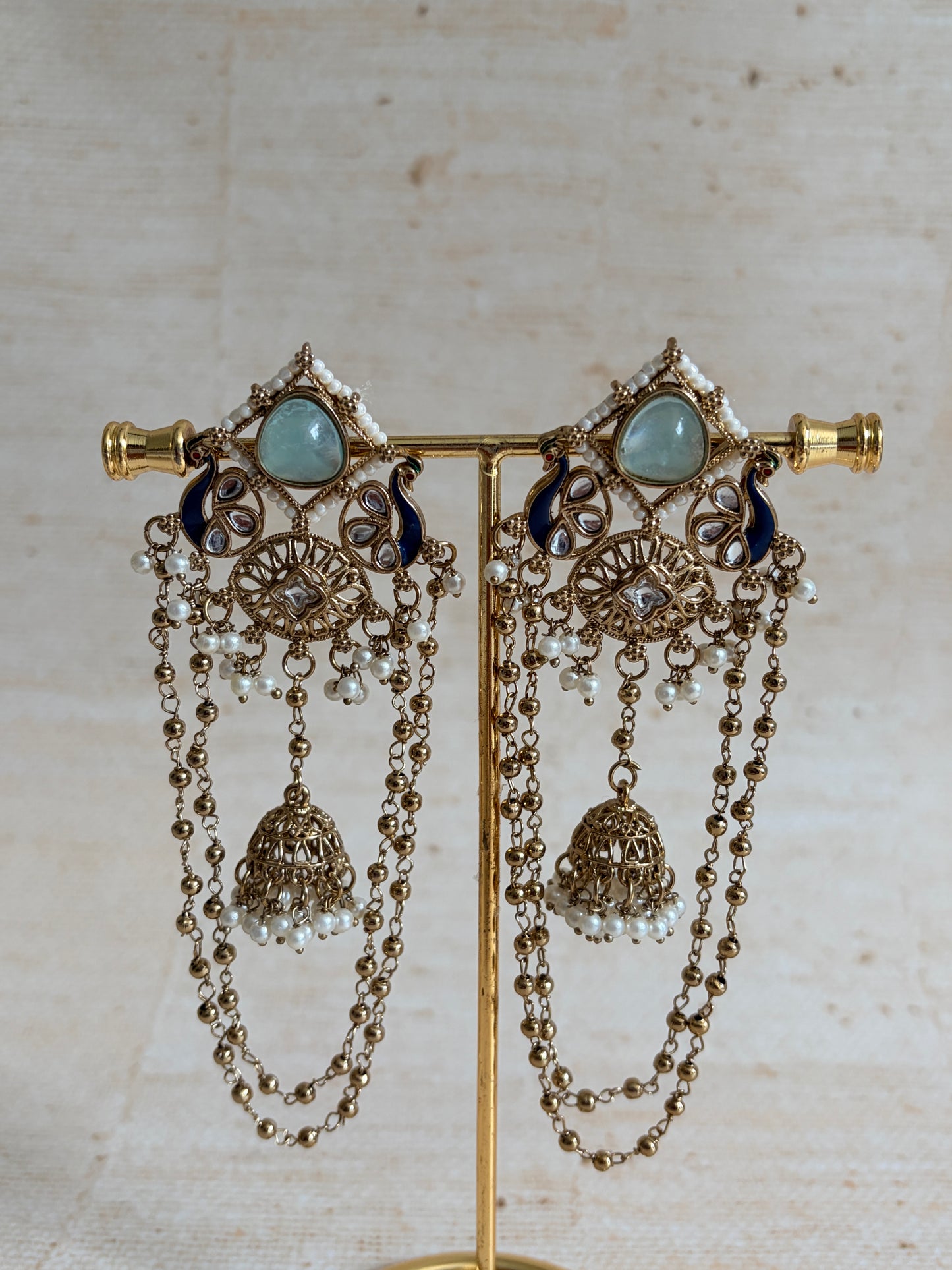 Blue Peacock Indian Earrings (ST1196)