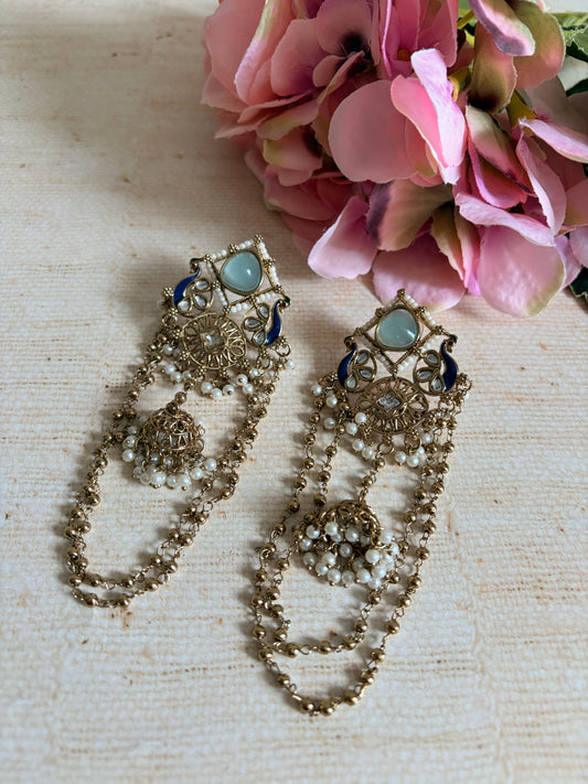 Blue Peacock Indian Earrings (ST1196)