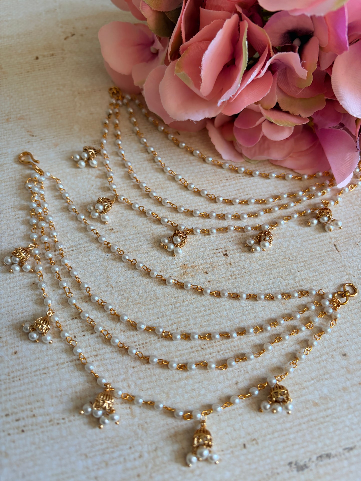 Gold Plated Pearl Ear Chains/Kaan Chain (ST1199)