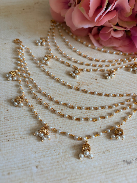 Gold Plated Pearl Ear Chains/Kaan Chain (ST1199)