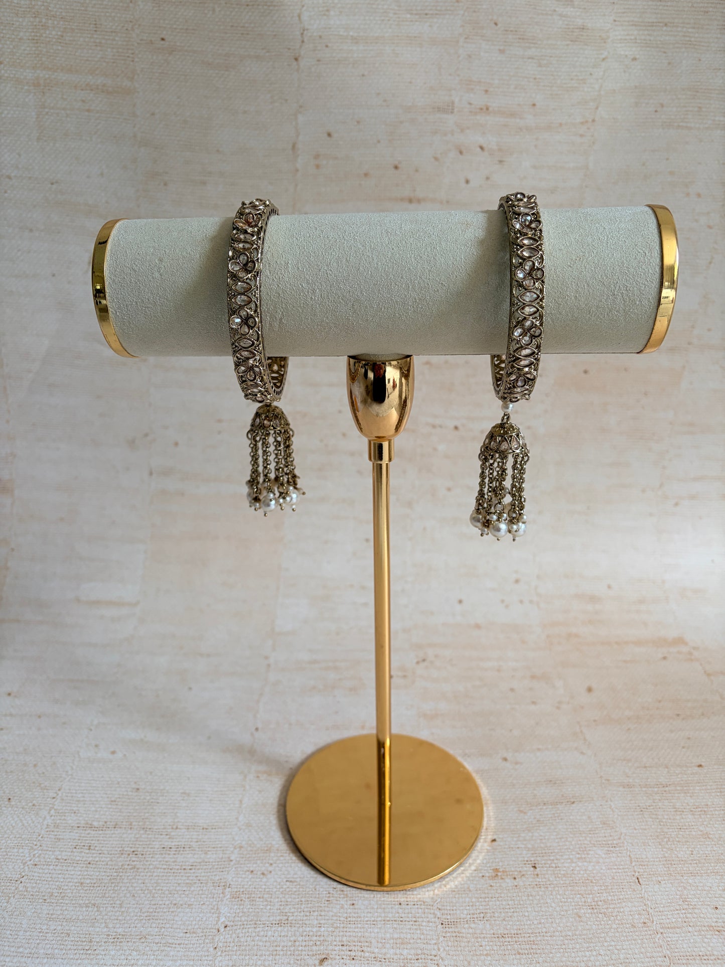 Antique Gold Kundan Jhumka Bangles 2.8 (ST1184)