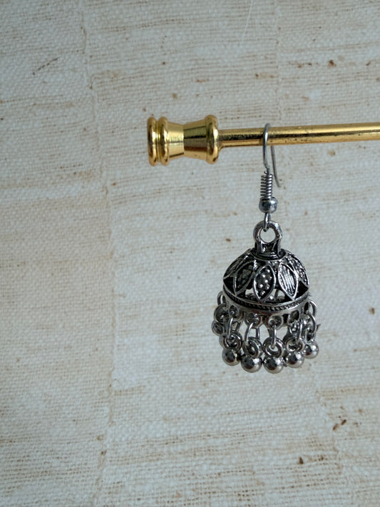 Mini Oxidised Silver Jhumki Earrings (ST1200)