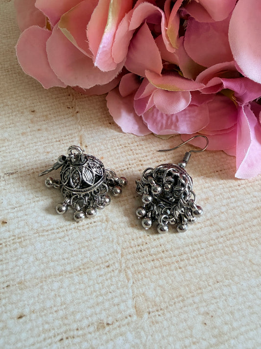 Mini Oxidised Silver Jhumki Earrings (ST1200)