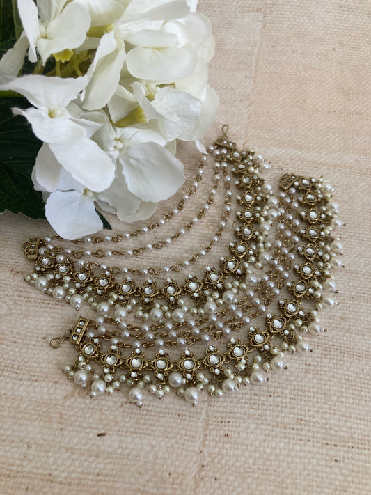 Antique Kundan Pearl Ear Chains/Kaan Chain (ST975)