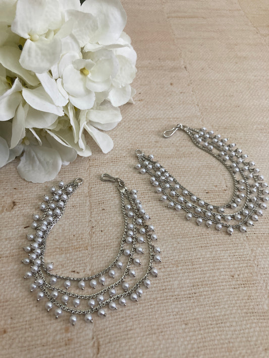 Silver Pearl Pearl Ear Chains/Kaan Chain (ST976)