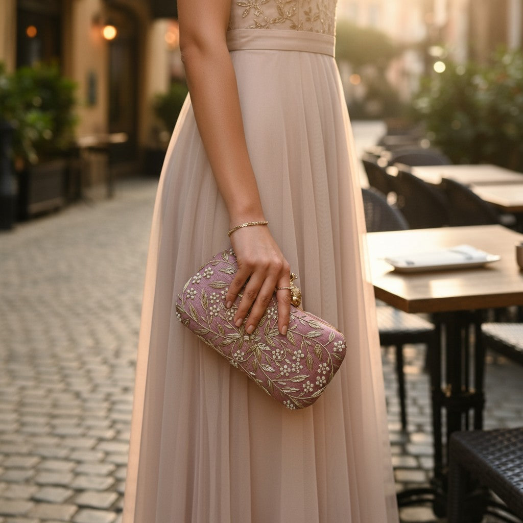 Milani (Rectangular Clutch) (Mauve Pink) (ST263)