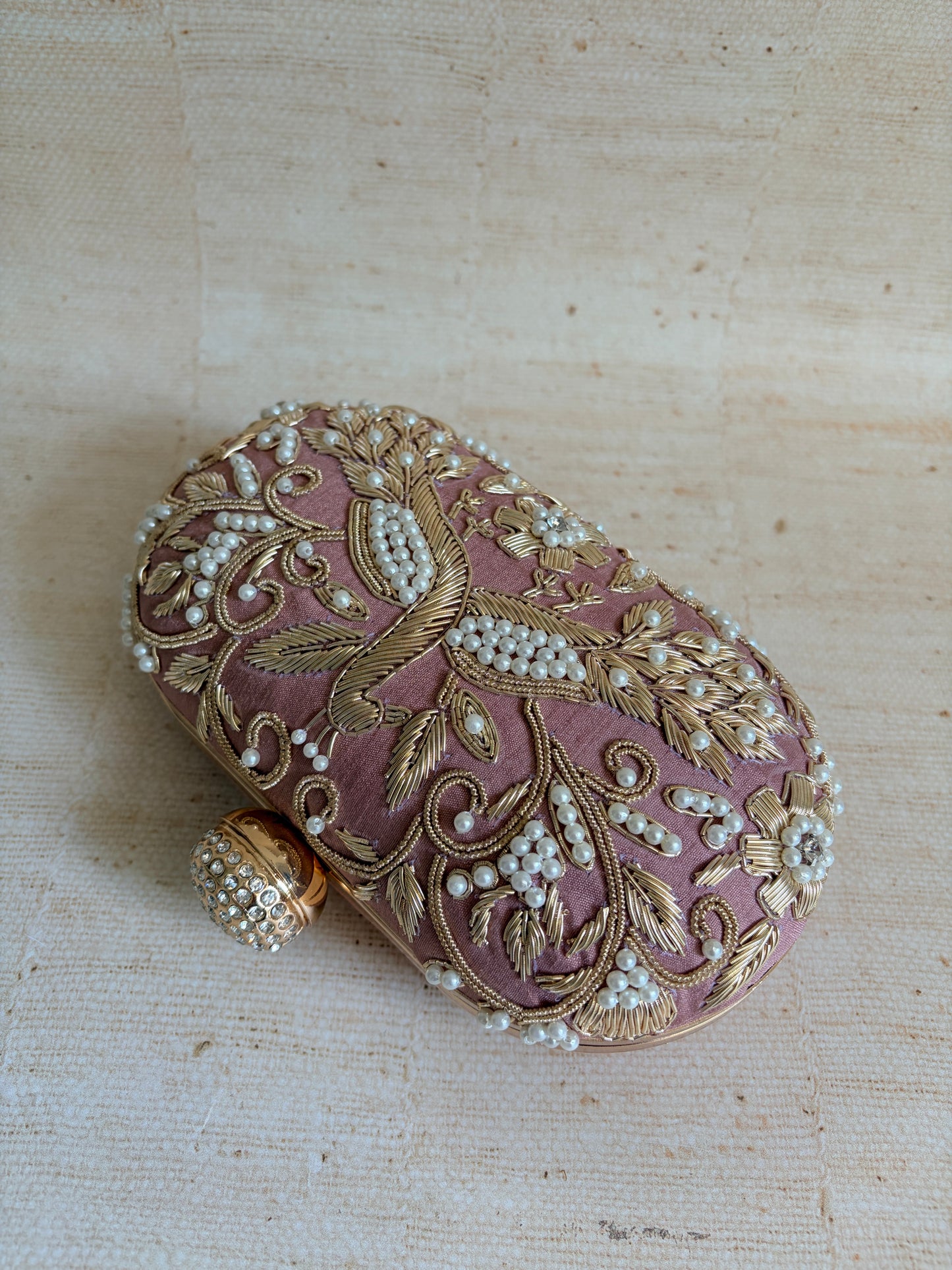 Peacock Oval Pink Clutch (ST1202)