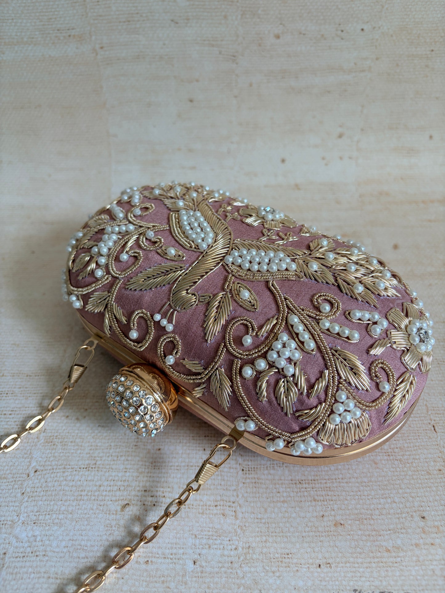 Peacock Oval Pink Clutch (ST1202)