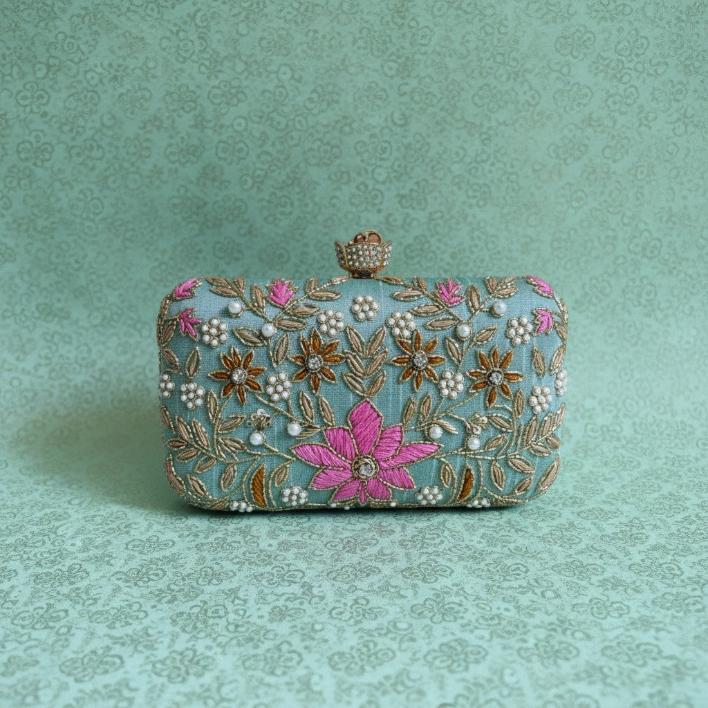Amelia Green Rectangular Clutch (ST11203)