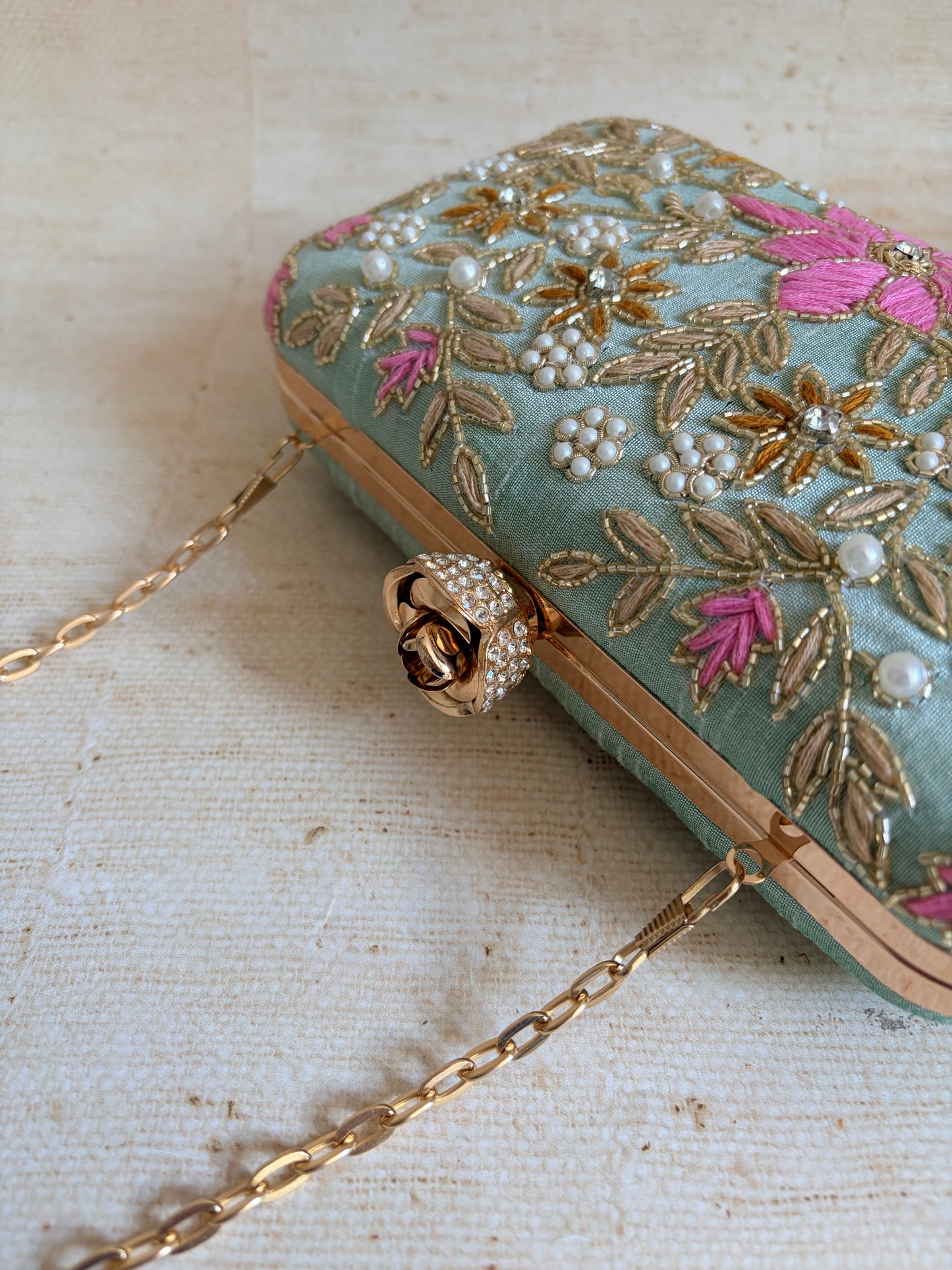 Amelia Green Rectangular Clutch (ST11203)