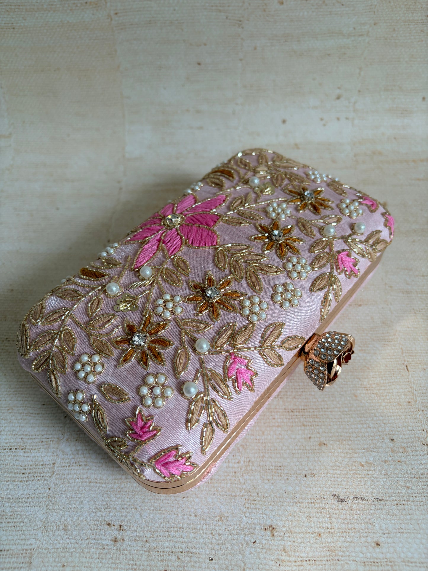 Amelia Pink Rectangular Clutch (ST1203)