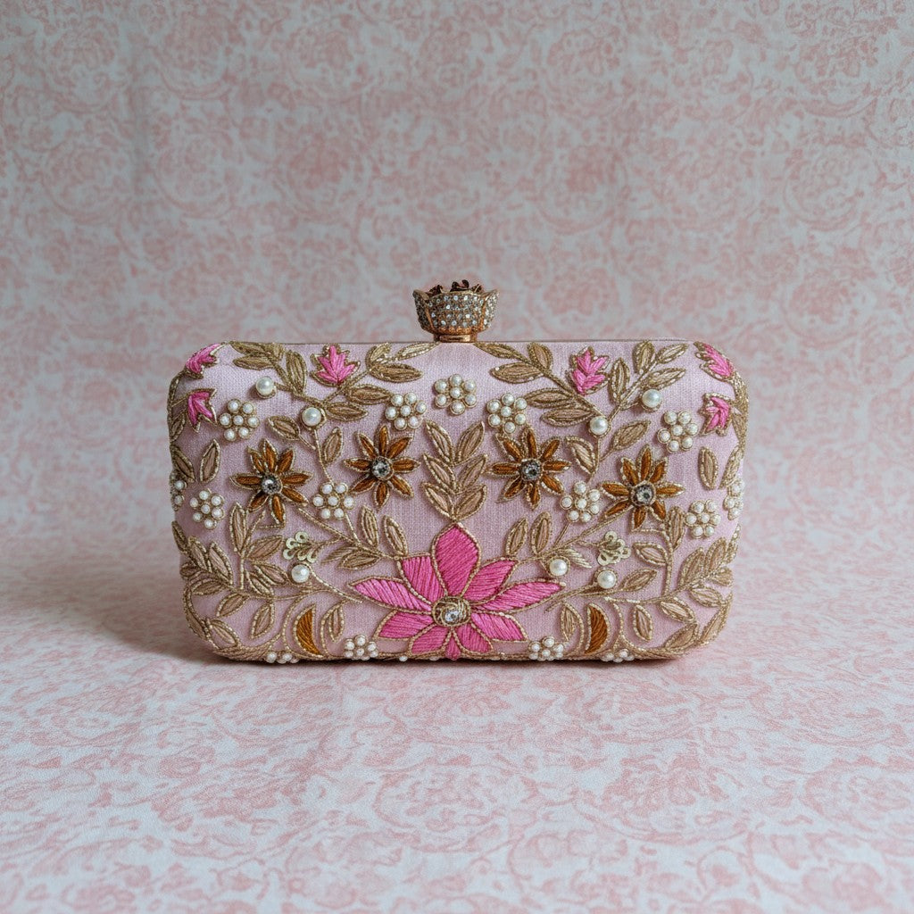 Amelia Pink Rectangular Clutch (ST1203)