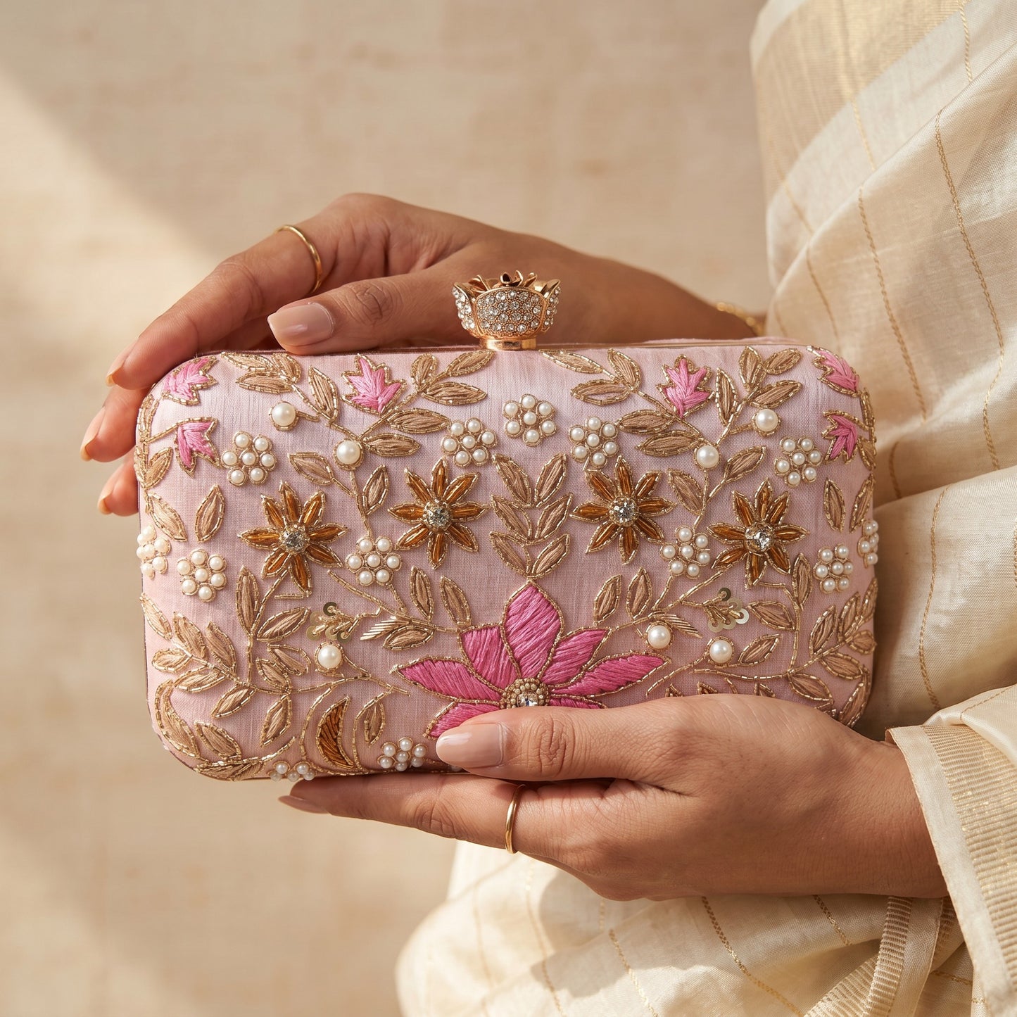 Amelia Pink Rectangular Clutch (ST1203)