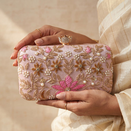 Amelia Pink Rectangular Clutch (ST1203)