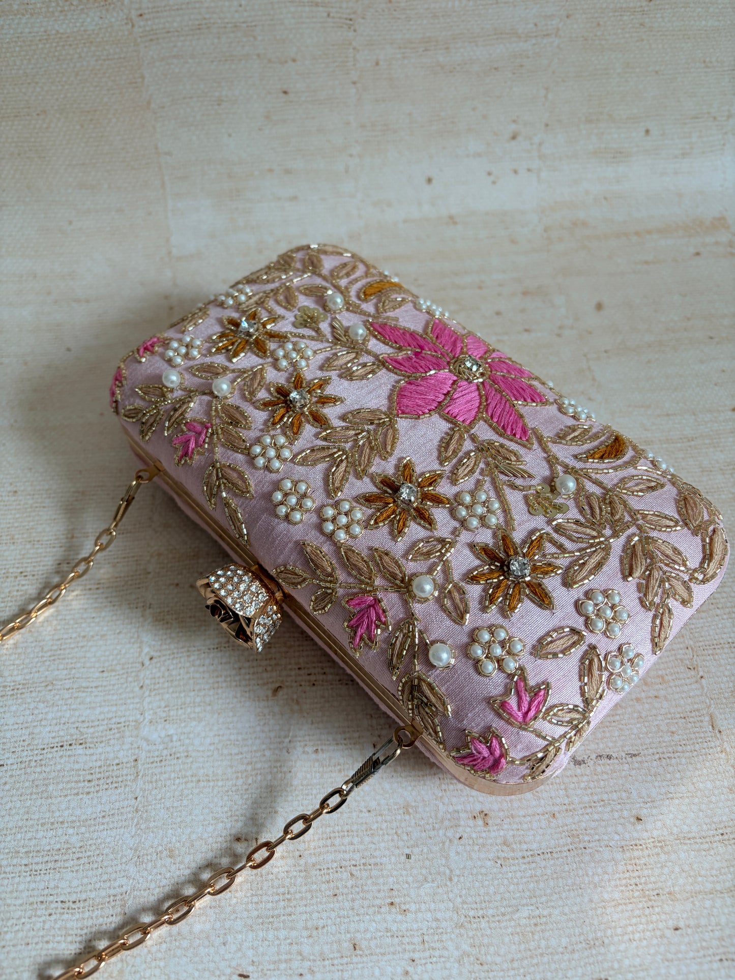 Amelia Pink Rectangular Clutch (ST1203)