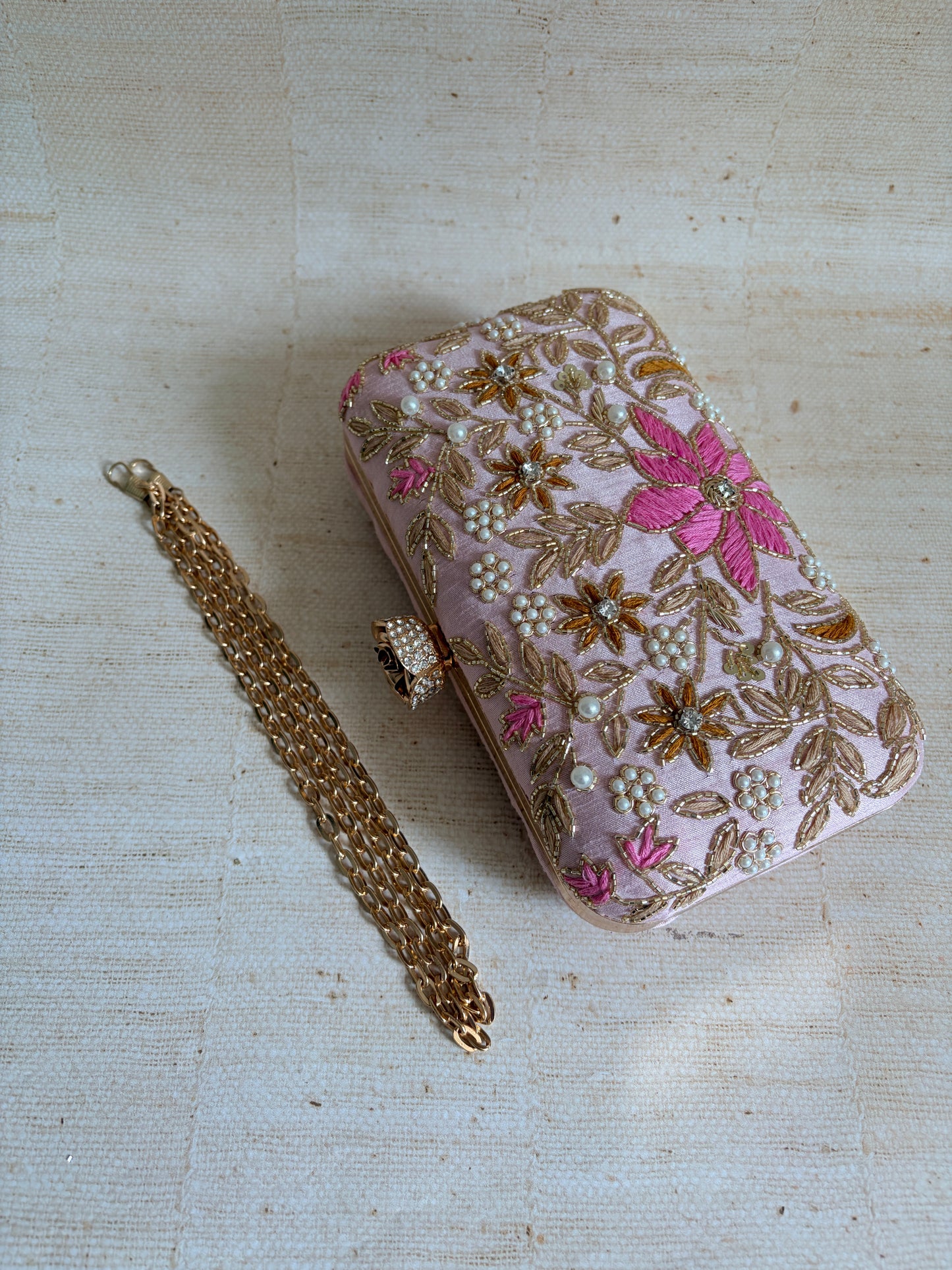 Amelia Pink Rectangular Clutch (ST1203)