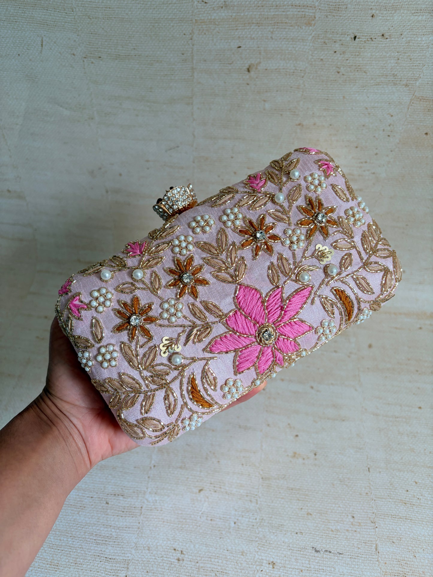 Amelia Pink Rectangular Clutch (ST1203)