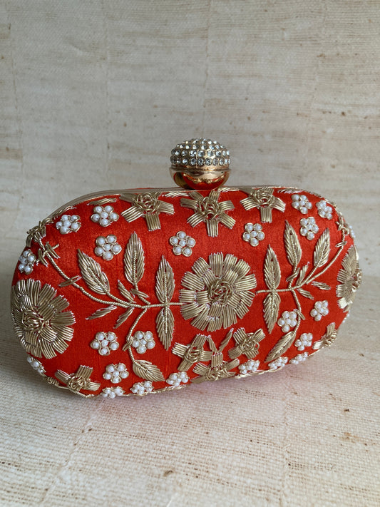 Lucia Oval Orange Clutch (ST902)