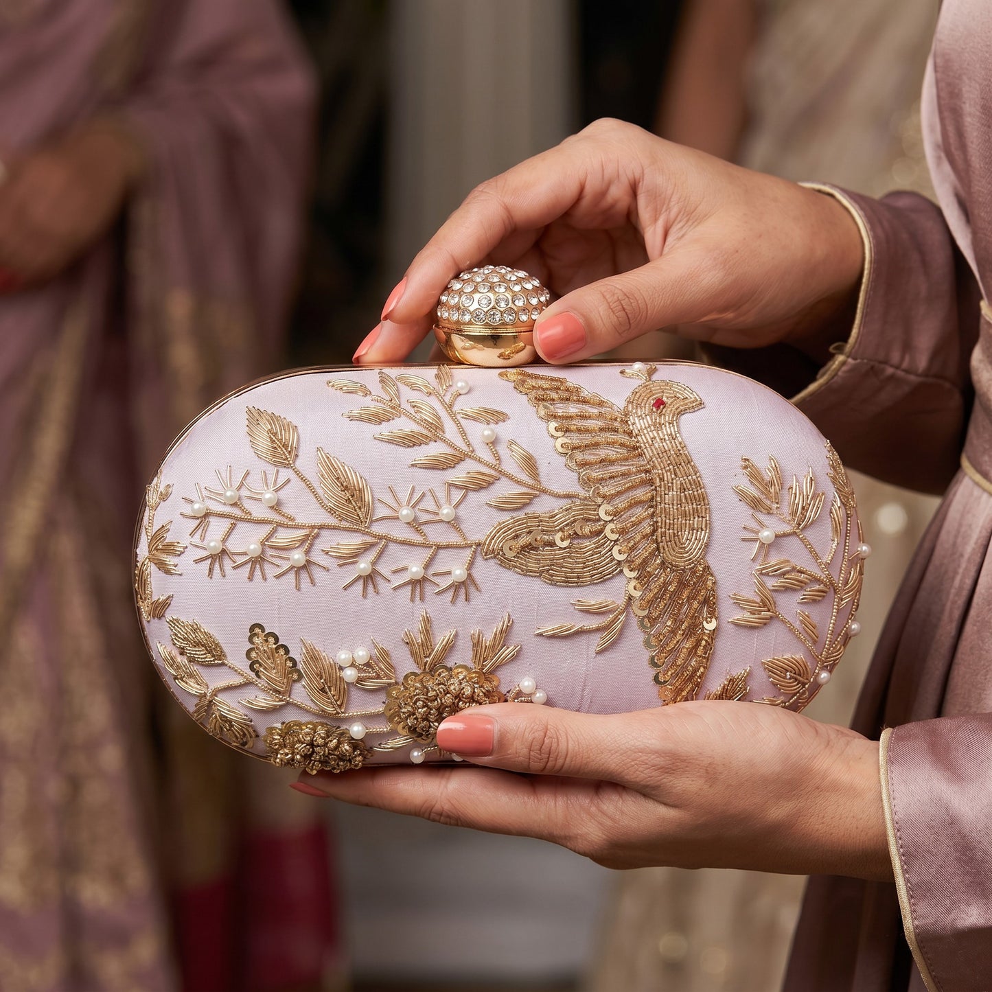Pink Bird Oval Clutch (ST1139)