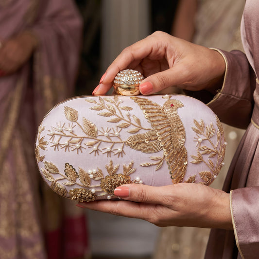 Pink Bird Oval Clutch (ST1139)
