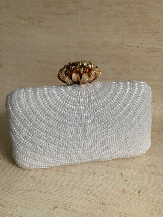 Adele (Rectangular Clutch) (White Pearl) (ST291)