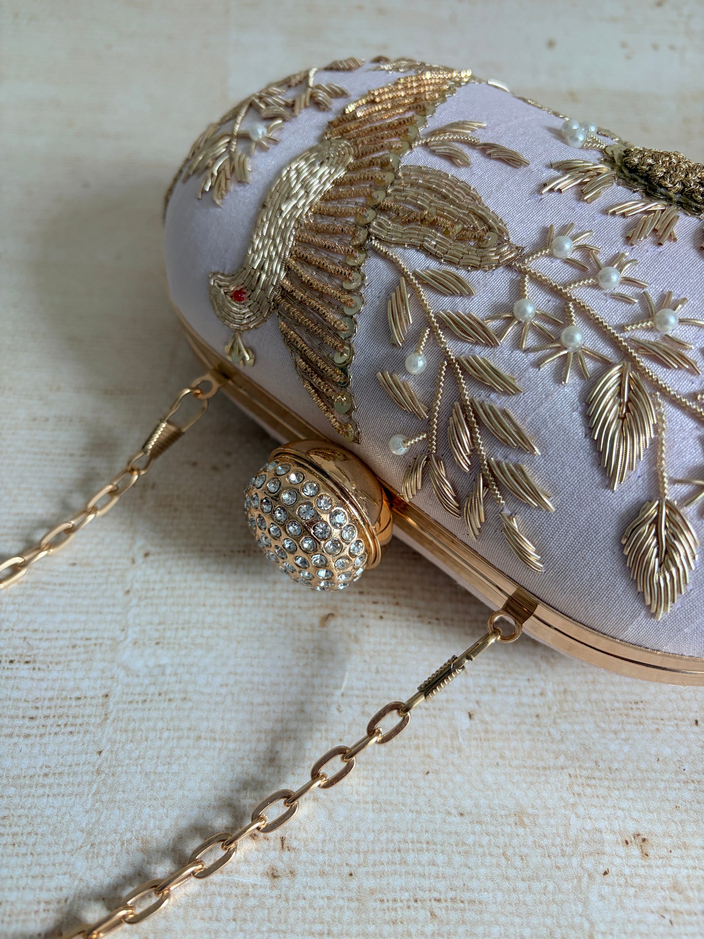 Pink Bird Oval Clutch (ST1139)