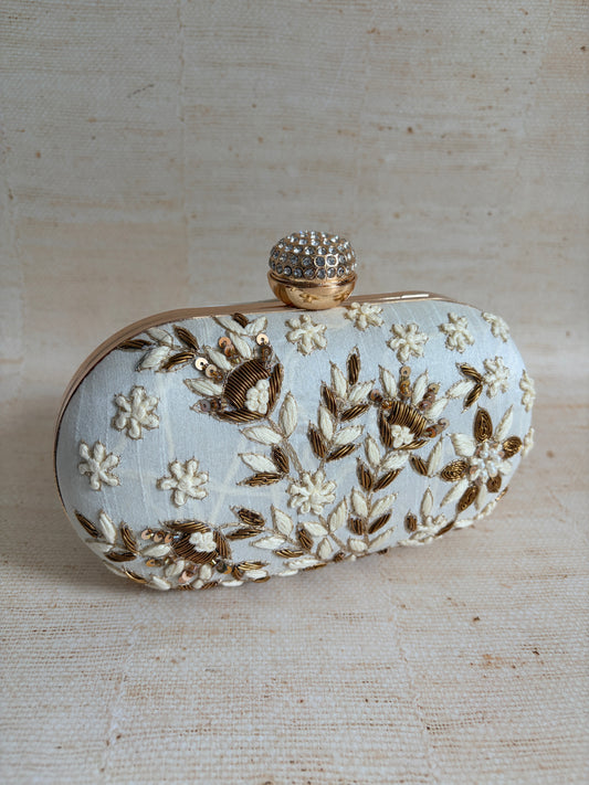 Margot Oval Off White Clutch (ST1206)