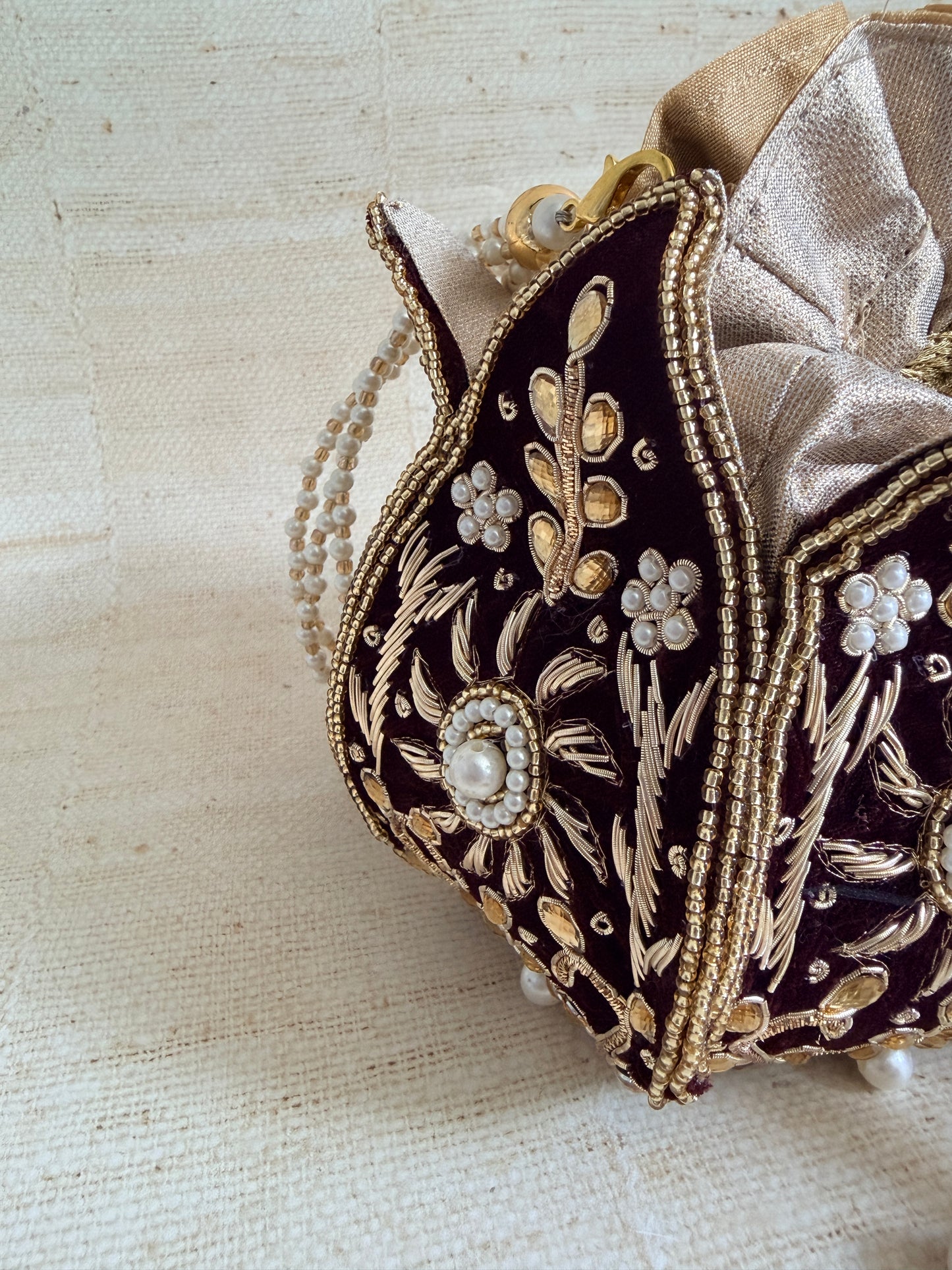 Rabia (Velvet Potli Bag) (Maroon) (ST267)