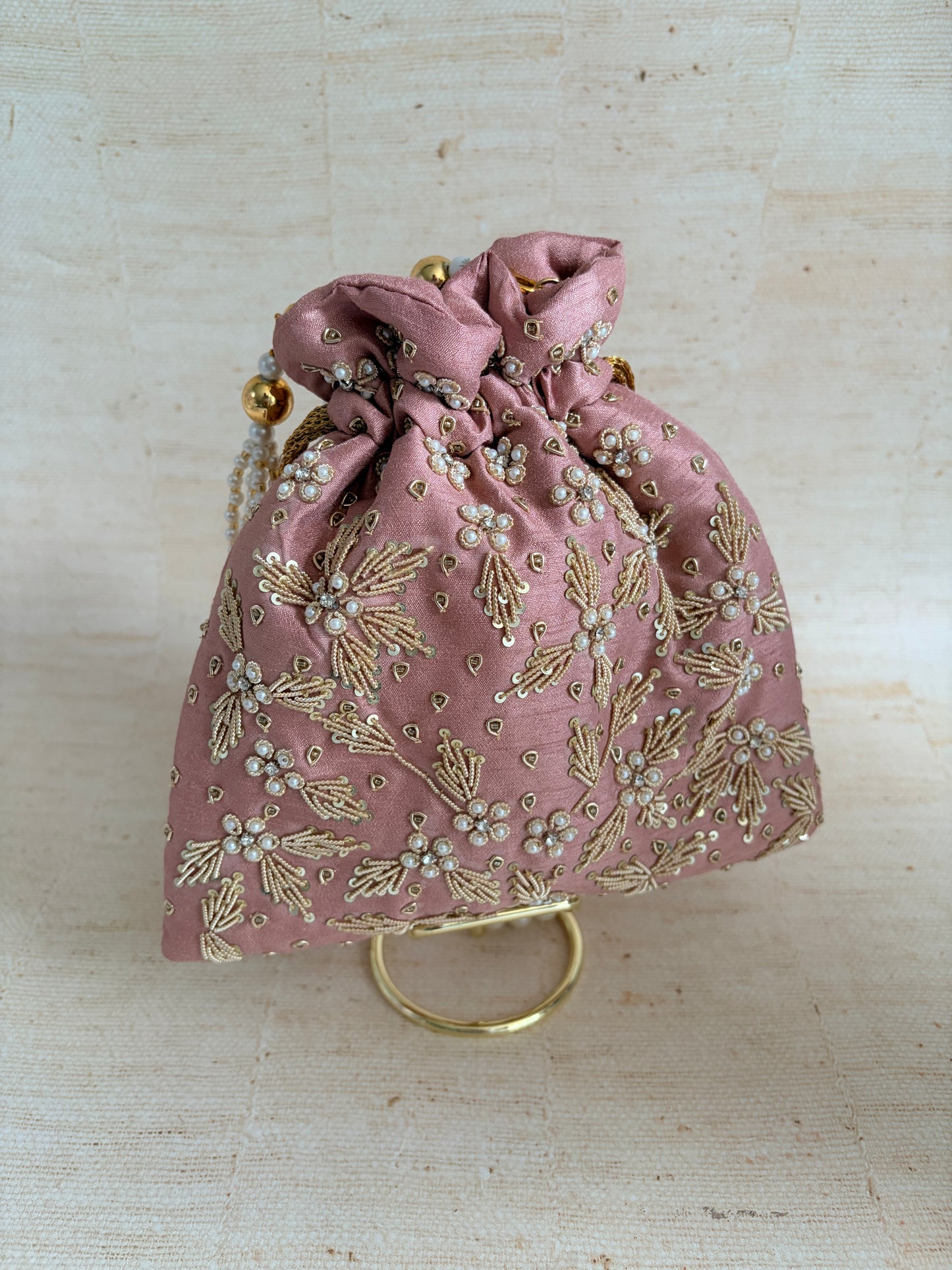 Simran Pink Pearl Potli Bag (ST810)