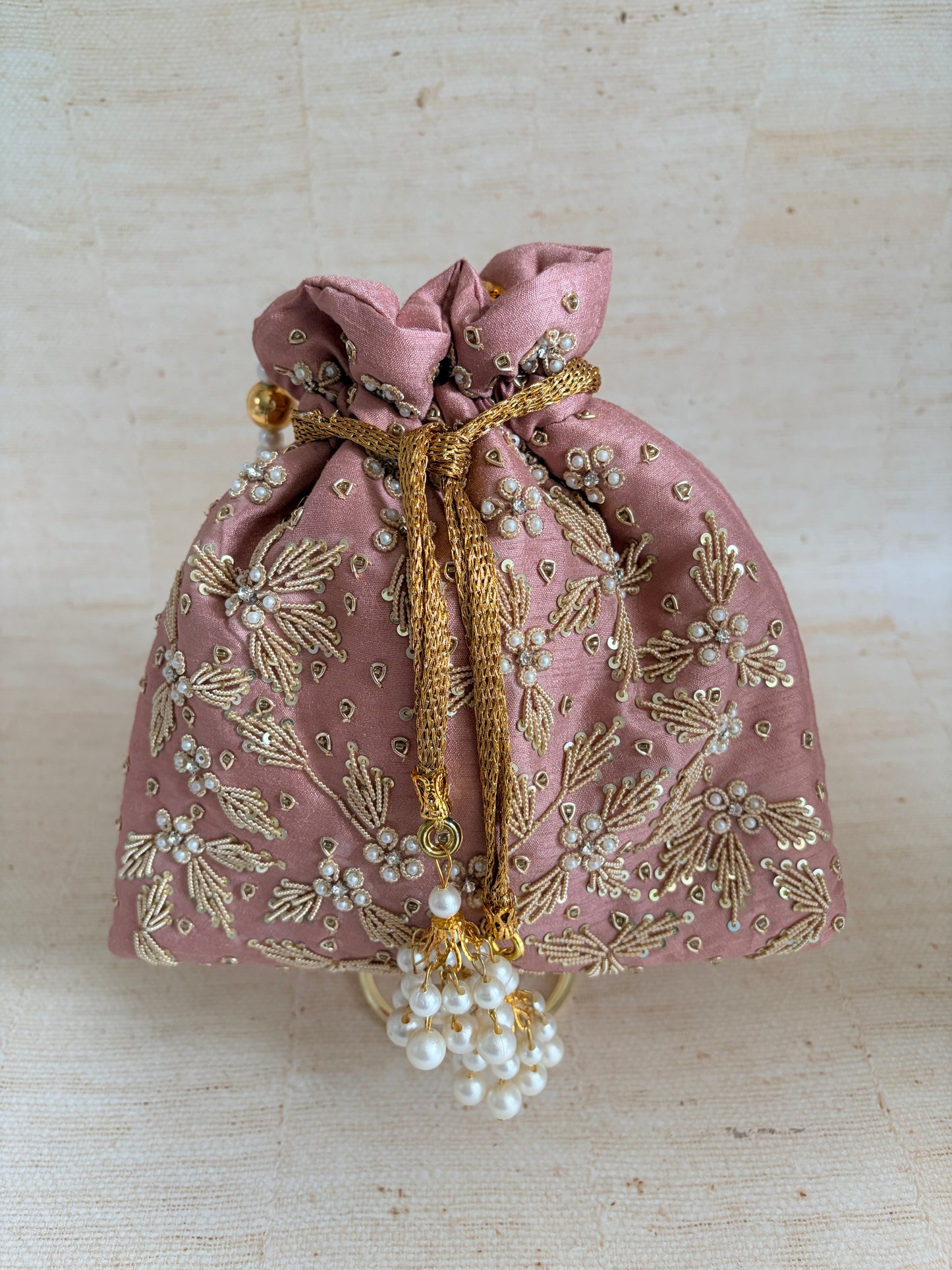 Simran Pink Pearl Potli Bag (ST810)