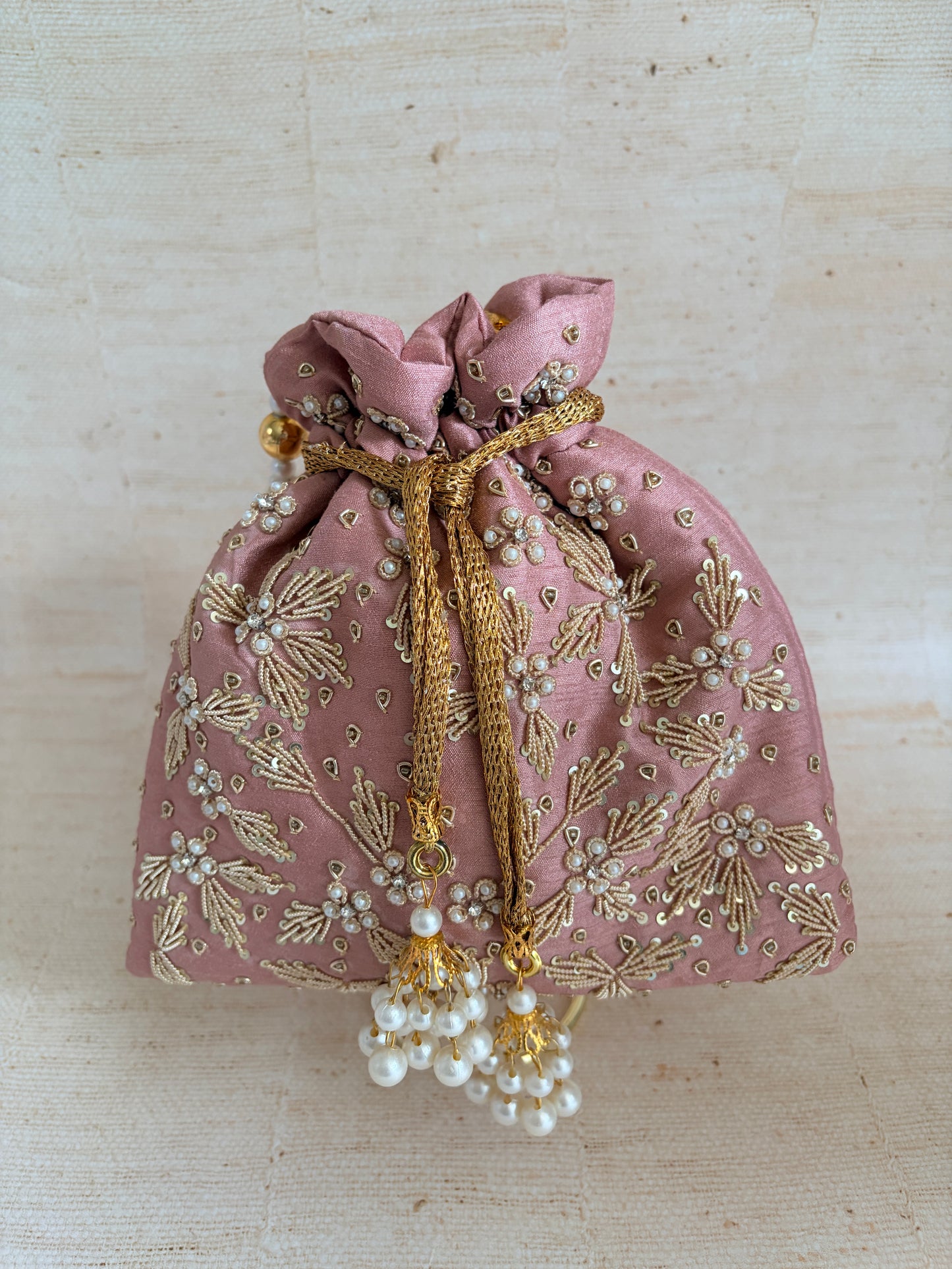 Simran Pink Pearl Potli Bag (ST810)