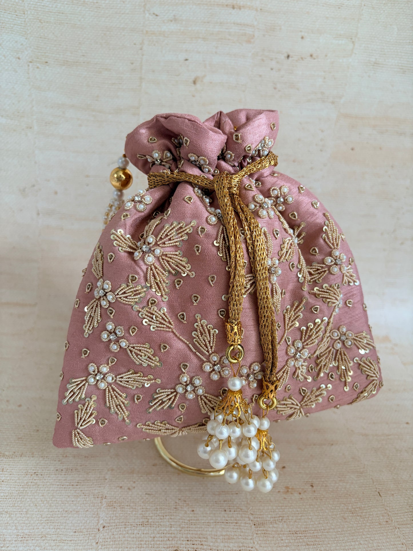 Simran Pink Pearl Potli Bag (ST810)