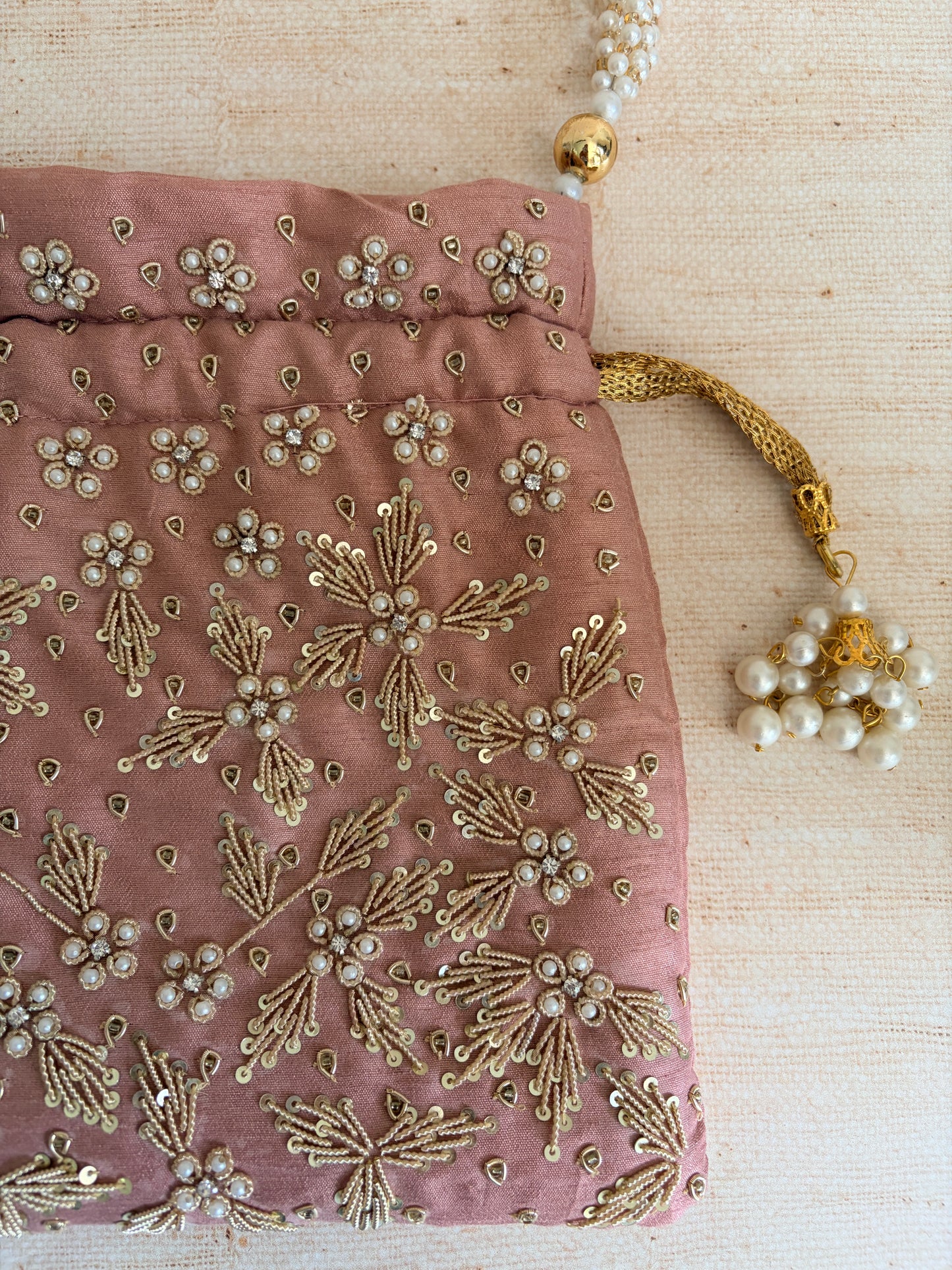 Simran Pink Pearl Potli Bag (ST810)