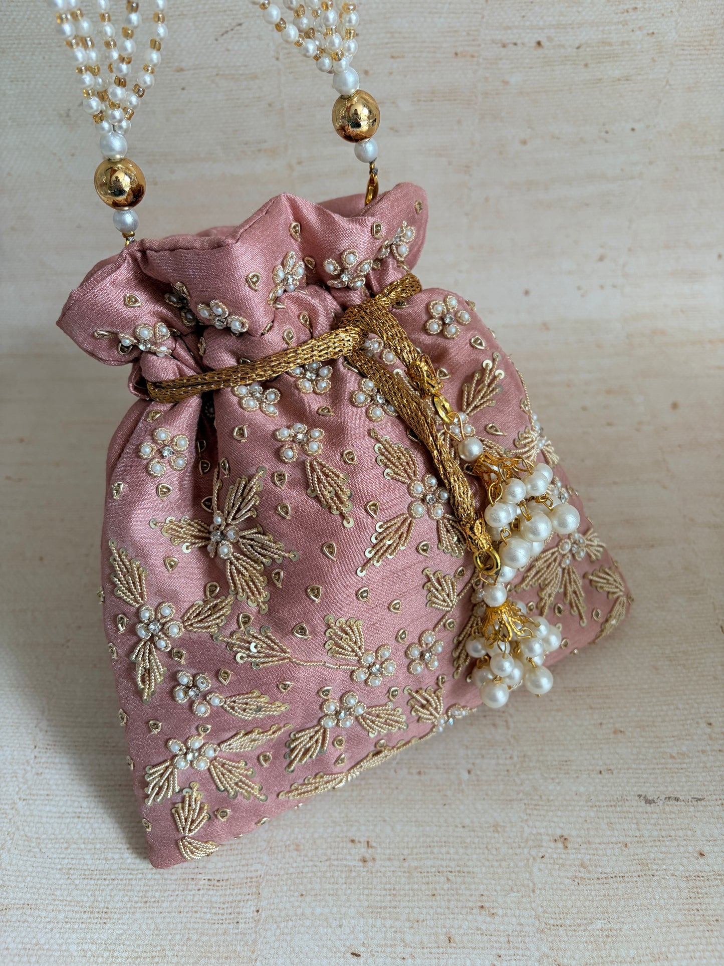 Simran Pink Pearl Potli Bag (ST810)