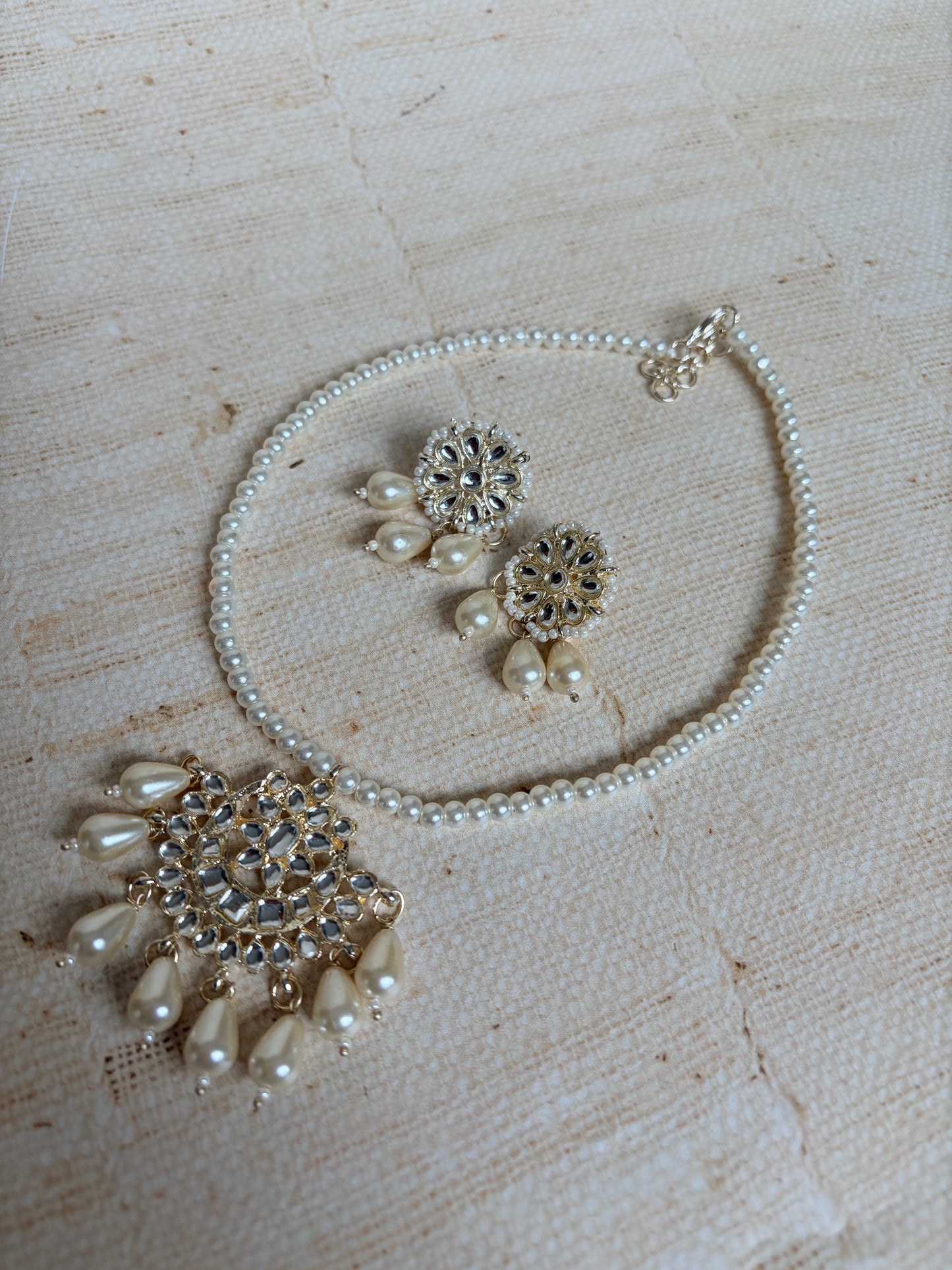Naima 18K Gold Plated Kundan Pearl Jewellery Set (ST755)