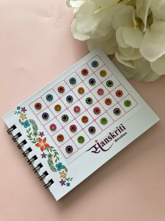 Round Multicoloured Stone 120 Bindi Booklet (ST783)