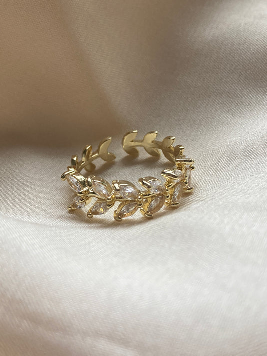 Adjustable Gold Silver Vine Leaf Ring (ST988)