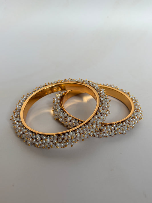 Lata Gold Plated Pearl Bangle Set 2.6 (ST121)