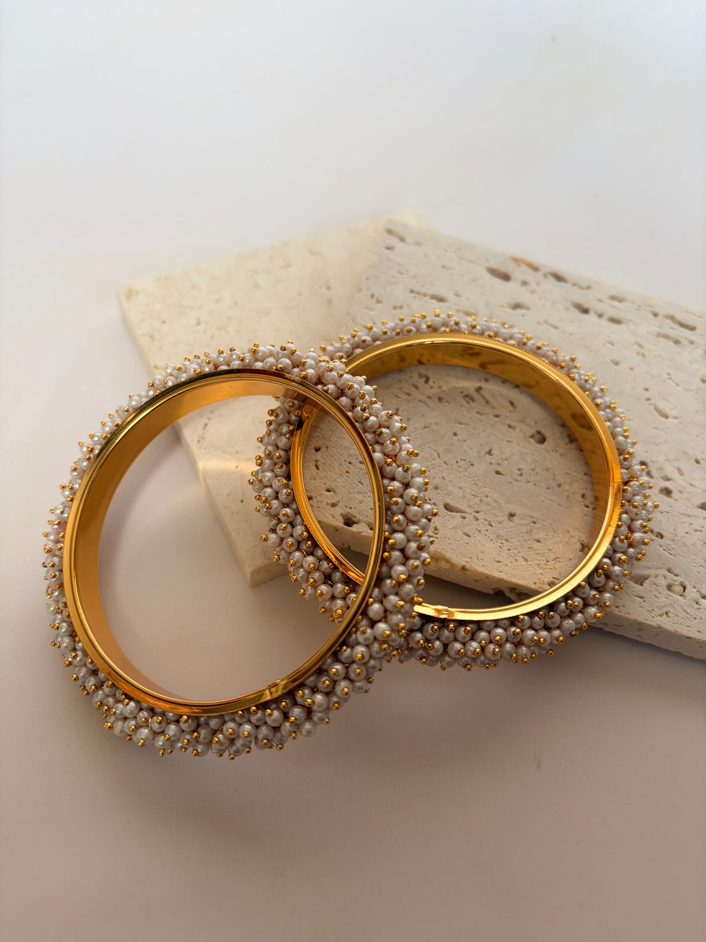 Lata Gold Plated Pearl Bangle Set 2.6 (ST121)
